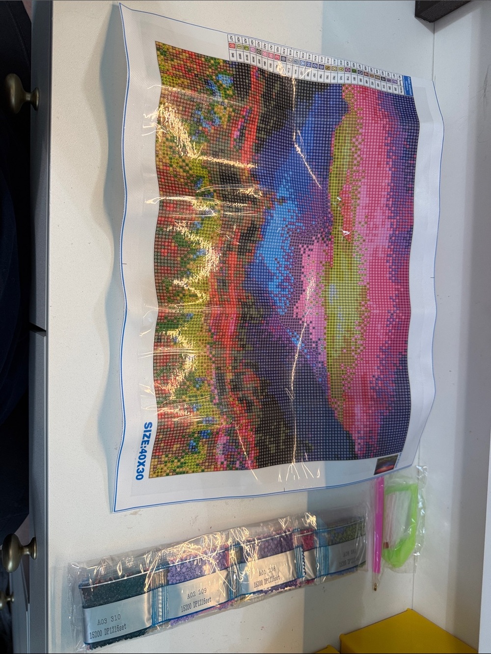Vibrant Pink & Blue Landscape Home Art diamond Painting -